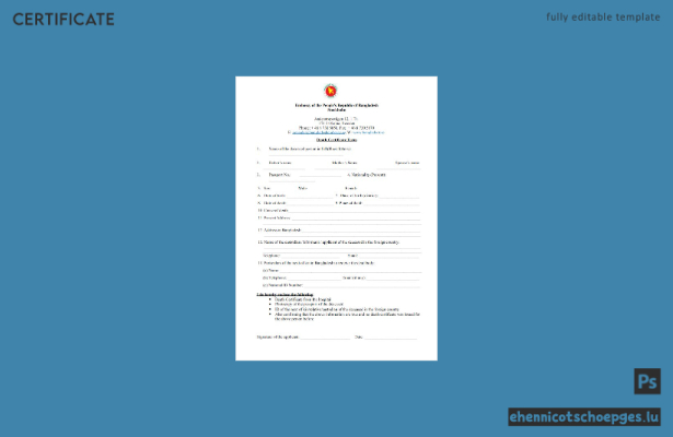 Vorschau einer Sterbeurkunde der schwedischen Botschaft der Volksrepublik Bangladesch
